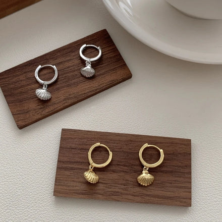Daidan Earrings Shell Gold Plated Earrings Wholesale Vintage Drop Sterling Silver Hoop Earrings