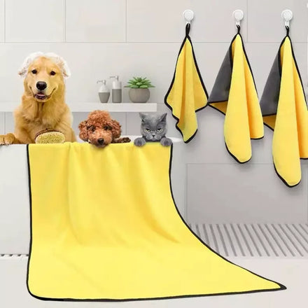 Quick-drying Pet Dog and Cat Soft Fiber Towels Water-absorbent Bath Towel Convenient Pet Cleaning Towel Pet Supplies