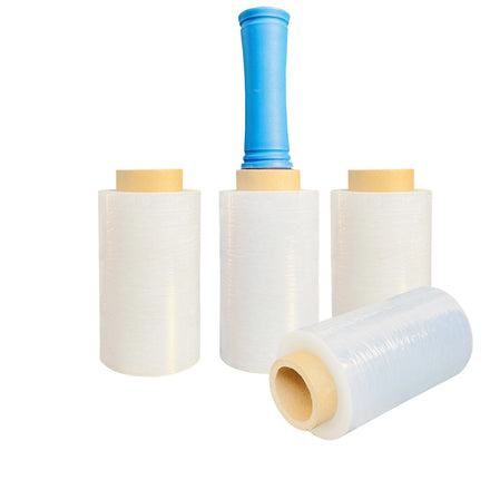 Mini 80 Gauge Thick Lldpe Binding Wrap Film 5 Inch X 500 Ft Soft Packaging PE with Plastic Handle