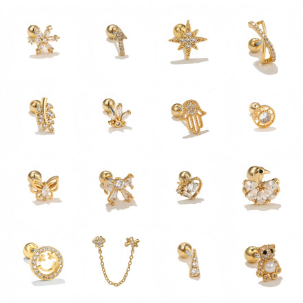 Custom Design 18K Gold Plated OL Animal Star Earrings Titanium Steel Hypoallergenic Waterproof Piercing Jewelry Fashion Studs