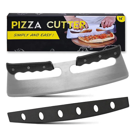 Customization Logo Stainless Steel Pizza Slicer Wheel Knife 14 Inch Pizza Rocker Cutter with Protective Cover
