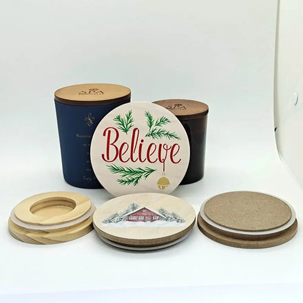 Custom Color Printed Jars With Wood Lids Christmas Glass Candle Factory Supply Embossed Various Candle Container