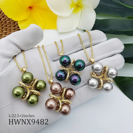 Hot Hawaiian Fashion Jewelry Set Copper Necklace Shell Pearl Earrings for Women Girls Gift