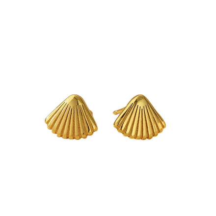Daidan Stud Earrings 925 Sterling Silver Ladies Sea Shell Gold Plated Simple Earrings for Girls