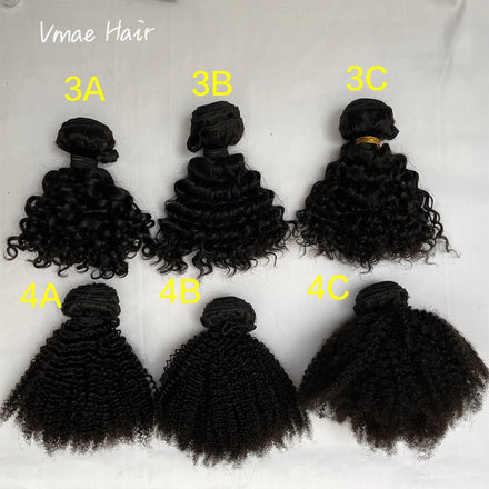 VMAE Wholesale Mongolian Unprocessed Raw Weft Human Hair Bundles Afro Kinky Curly 3A 3B 3C 4A 4B 4C Wave Style Extensions