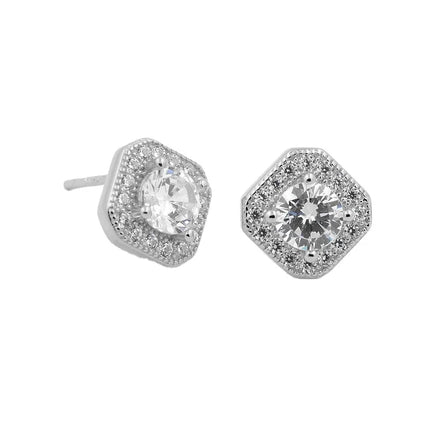 High Quality Earrings Wholesale Classic Design Square Shape Stud Earrings Zircon Stone Earrings
