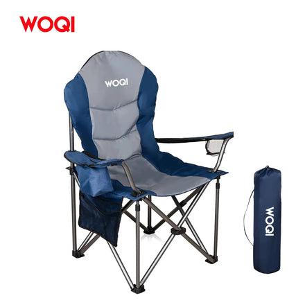 WOQI Modern Custom Steel Frame Heavy Duty Folding Camping Chair with Practical Storage Bag for Outdoor Travelling and Fishing