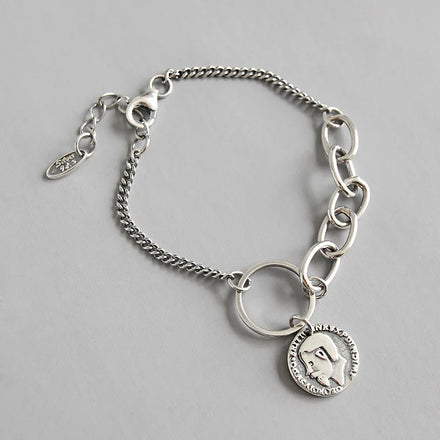 S925 Sterling Silver Retro Portrait Card Smart Bracelets Charm Bracelet Fine Jewelry Couple Bracelet for Women Men