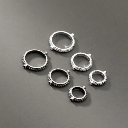 Wholesale 925 Sterling Silver 6mm/8mm/10mm Black Stripe Beaded Frame for Bracelet/Necklace Making