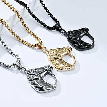 New Design Titanium Steel 316L Stainless Steel Horse Pendant Necklace Men Women DZ440