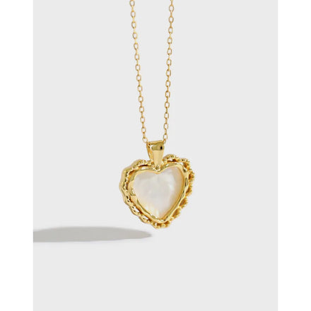 S925 Sterling Silver Lace Heart Necklace Shell Gemstone Lover Men Necklace 18K Gold Choker Fashion Jewelry Necklaces for Women