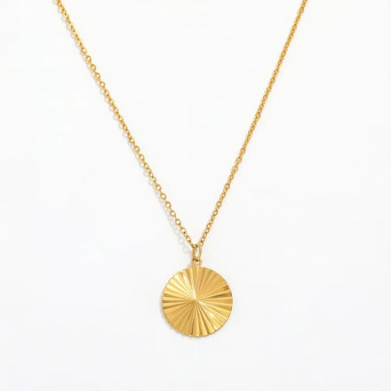 Fenny 18K PVD Plated Hot Seller Classic Round Gear Pendant Necklace Statement Chain Stainless Steel Jewelry Wholesale