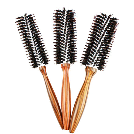 Nano Ionic Ceramic Paddle Hair Brush with Wood Handle and Nylon Bristles-Professional Styling for Curly Hair (3 Sizes)