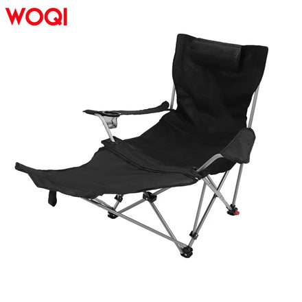 WOQI Modern Lightweight Iron Collapsible Foot Extension Camping Chair with Cooler Bag Custom Logo Fishing Picnic OEM Available