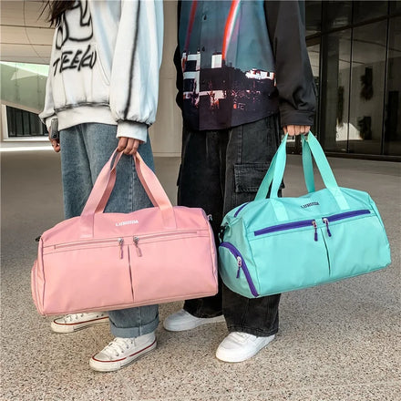6 Colors Fashion Waterproof Dry Wet Separation Large Capacity Zipper Sports Custom Duffle Travel Training Tote Gym Bag Shoes