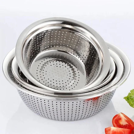 26cm 28cm 30cm 32cm Kitchenware Stainless Steel Colanders Drain Basket Mesh Strainers Rice Washing Bowls Dishwasher Safe