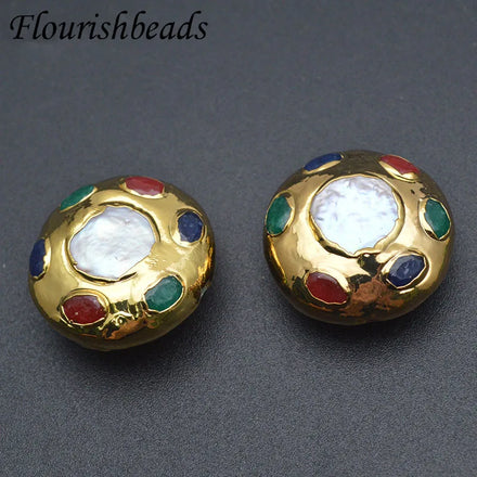 Anti Fading 18k Gold Plated Big Size Round Fresh Water Pearl Loose Beads for DIY Pendant Jewelry Making