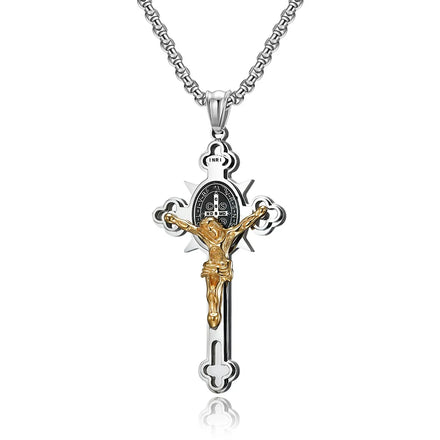 New Design Titanium Stainless Steel Cross Pendant Necklace Men DZ371