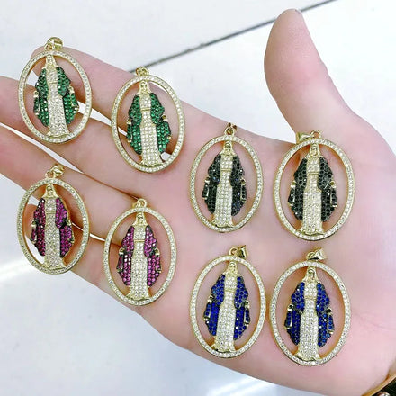 CZ8627 18k Gold Plated CZ Blessed Mother Virgin Mary Virgen De Guadalupe Pendants Religious Jewelry Supplies