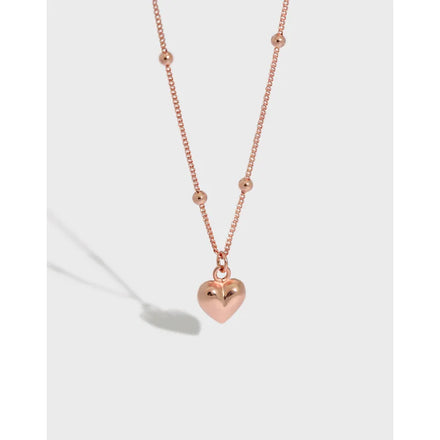 S925 Sterling Silver Heart Necklace Love Bead Chain Couple Necklace Anniversary Gift Choker Necklaces for Women Men Fine Jewelry