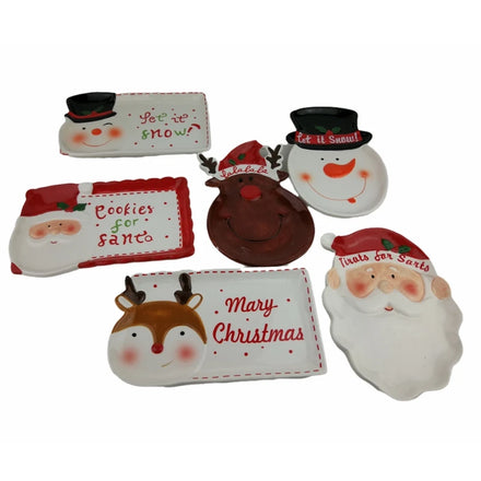 Ceramic Pottery Disposable Christmas Santa Figural Decorative Dinnerware Plate Set