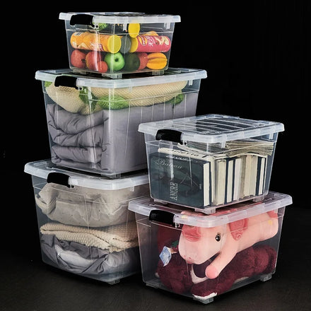 Household Rectangle Injection Multifunction Large Stackable Transparent PP Plastic European Style 10kg Load Storage Boxes