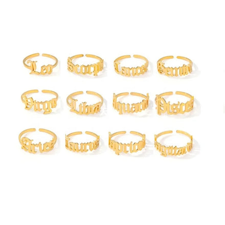 Hot Selling Fashion Geometric Opening Leo Ring Tri-color Stainless Steel Ring Creative Zodiac Rings for Women Girls