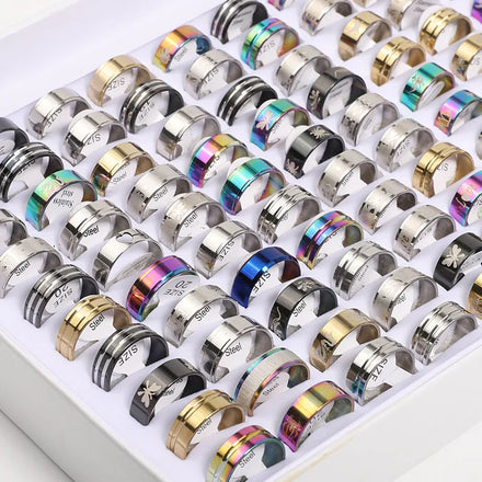 Wholesale Fashion Cheap Price 1.2mm Gradient Ramp Titanium Men's Stainless Steel Ring Set for Men Women Mixed Size