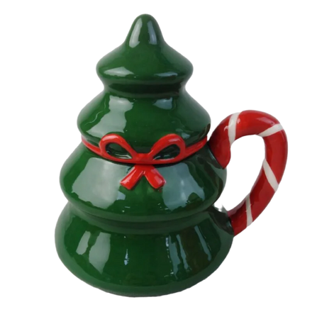 Christmas Handpainted 3D Clay Ceramic Mug Handgrip Design Cute Santa Claus Cartoon Pattern Customized Color Logo Modern Gift Box