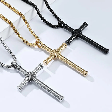 New Unique Design Titanium Stainless Steel Cross Pendant Necklace Men DZ439