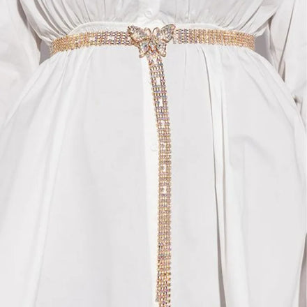 New Tassel butterfly Waist Chain Nightclub Fashion Sexy Full Diamond Belt Chain Body Chain