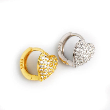 Luxury Diamond Heart Hoop Earrings 925 Sterling Silver Small Cz Zircon Embrace Hoop Earrings Jewelry Women