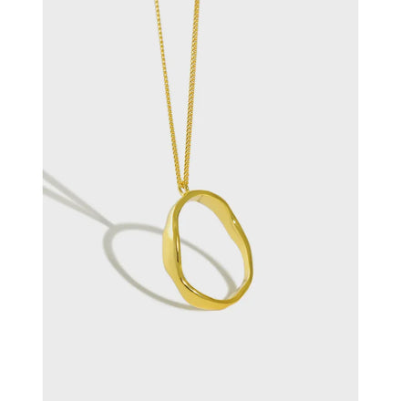 925 Sterling Silver Irregular Circle Pendant Men Necklace Fashion 18K Gold Plated Necklace Oval Necklaces for Women Girls