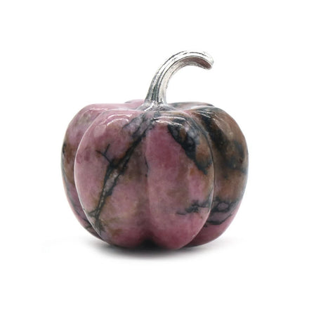 30mm Hot Sale Healing Stones Natural Rhodochrosite Hand Made Carving Pumpkin Shape Stone for Christmas Gifts