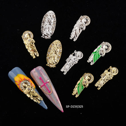 Gold Silver Alloy Jesus Virgin Mary Religious Wear Saint Benedict Rosary Beads Nail Art Jewelry Making Charms for Bracelet