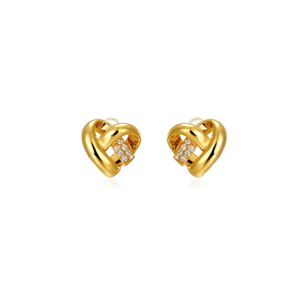Diamond Heart Earrings S925 Silver Earrings Gold Plated Zircon Knot Twist Earrings Jewelry Women