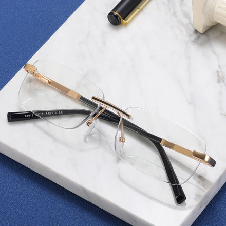 MS 81018 Eyeglasses 2023 New Fashion Best Selling Ladies Classic Metal Rimless Frame Optical Glasses Custom Logo