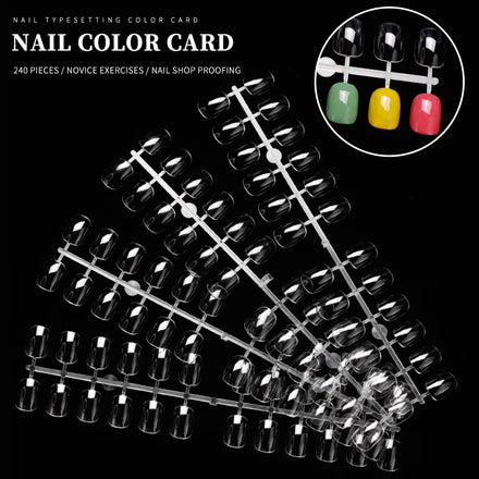 240Pcs Nail Polish Display Color Chart Short Square Oval Round Manicure Practice Tool Full Cover Swatch Board