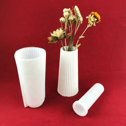 Large 3D Striped Vase Silicone Mould Concrete Cement Plaster Flower Plant Pot Mold for Home Decoration Handmade Gifts DM631