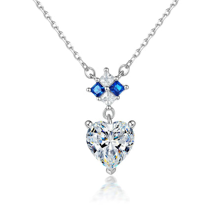 925 Silver Jewelry Zircon Heart Pendant Necklace for Women