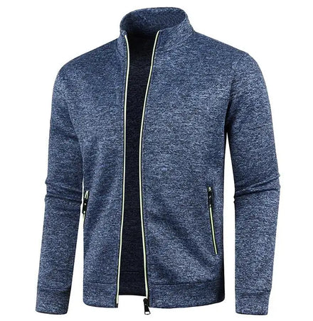 Men's Classic High Collar Full Zip Color-Block Knitted Cardigan Sweater Coat Casual Fashion Streetwear