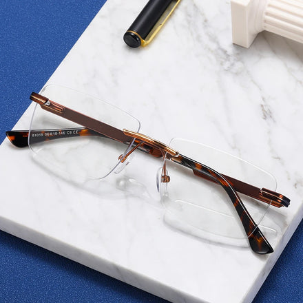 2023 New Fashion MS 81019 Men's Frameless Optical Glasses Classic Metal Square Frame Eyeglasses Direct From Manufacturer
