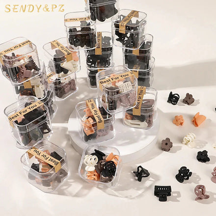 Cute Small Hair Clips for Girls 10pcs/box Geometry Flower Lovely Mini Clip Hairs Women Accessories Wholesale