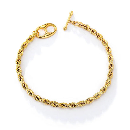 Designer Twisted Rope Friendship Pig Nose Psj Brass Rhodium 18k Gold Plated Plain Chain Bracelets for Women Femme