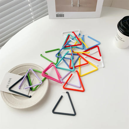 New Personalized Geometric Triangle Simple Fashion Solid Color Candy Color Open Acrylic Hoop Earrings