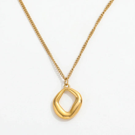 Fenny 18K PVD Plated Simple Irregular Circle Pendant Necklace Versatile for Women Stainless Steel Jewelry Wholesale