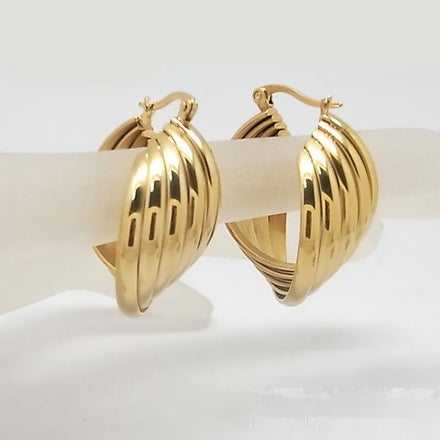 Stainless Steel Fashion Hoops Earrings 18k Gold Plated Stainless Steel Twist Hoop Earrings for Women Jewelry