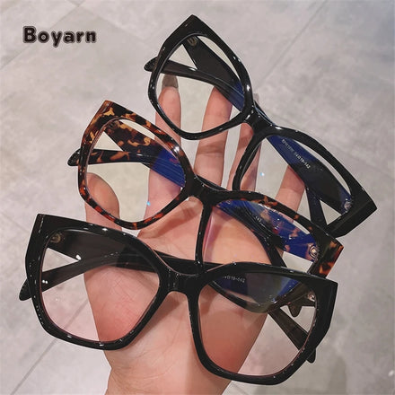 Boyarn Irregular Square Anti-Blue Light Glasses Frame for Women Luxury Brand Cat Eye Computer Glasses Frame Female Eyewear