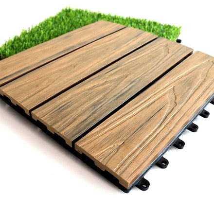 Factory Price Waterproof DIY Composite Wood Flooring Tile Easy Installation Patio Roof Garden Kitchen Interlocking WPC Deck Tile