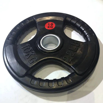 Black Cast Iron Power Free Weight Plate Rubber Weight Plate 28mm Cast Iron Rubber Coated Weight Plate with 3 Handle